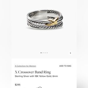 David Yurman cross over ring size 6